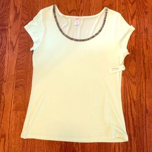 NWT Charming Charlie Mint beaded neck T-shirt